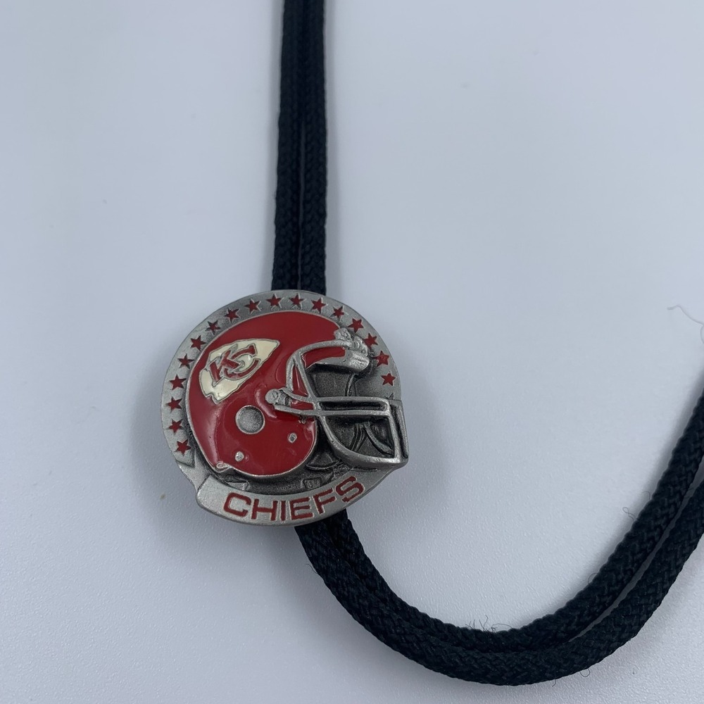 Vintage 1993 Kansas City Chiefs NFL Football Helmet‎ Bolo Tie 18" Pewter Metal